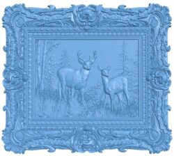 Deer painting T0006112 download free stl files 3d model for CNC wood carving