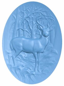 Deer painting T0006224 download free stl files 3d model for CNC wood carving