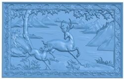 Deer painting T0006303 download free stl files 3d model for CNC wood carving