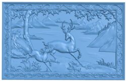 Deer painting T0006303 download free stl files 3d model for CNC wood carving