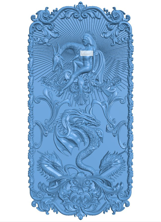 Dragon and woman decor pattern T0006349 download free stl files 3d model for CNC wood carving