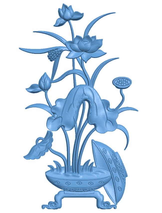 Flower painting T0006271 download free stl files 3d model for CNC wood carving