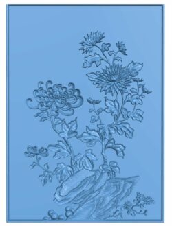 Flower painting T0006272 download free stl files 3d model for CNC wood carving