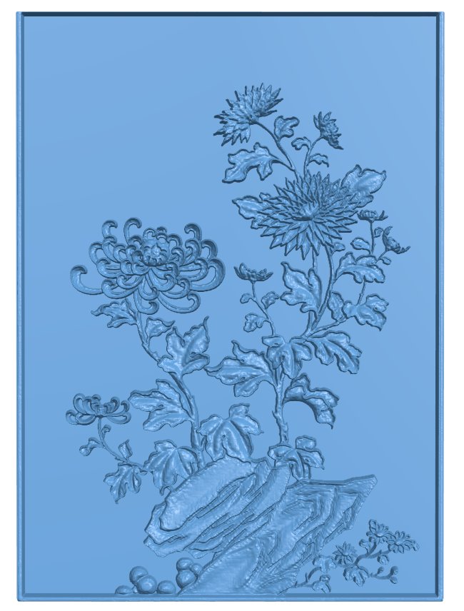Flower painting T0006272 download free stl files 3d model for CNC wood carving