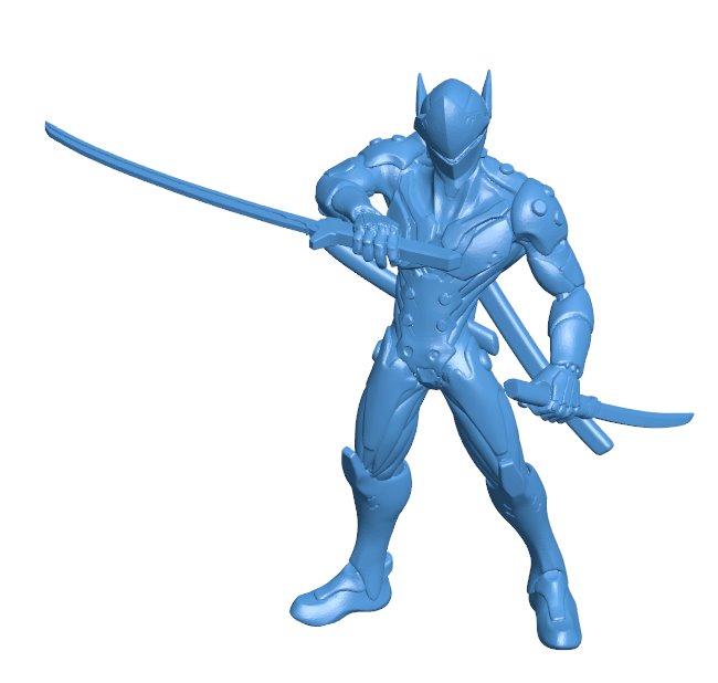 Genji Fan Art B009774 file Obj or Stl free download 3D Model for CNC and 3d printer