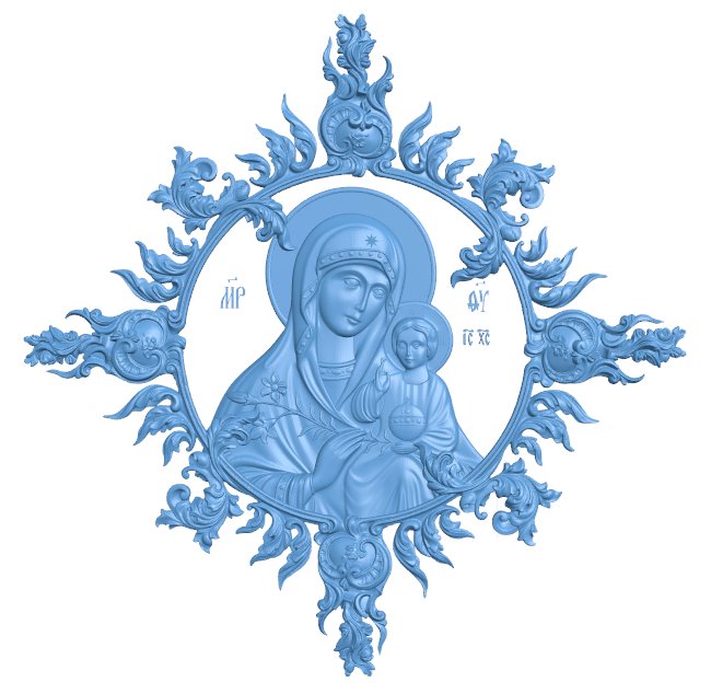 Icon Of The Most Holy Theotokos Unfading Color T0006157 download free stl files 3d model for CNC wood carving