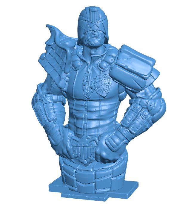 Judge Dredd bust - superman B009893 file Obj or Stl free download 3D Model for CNC and 3d printer