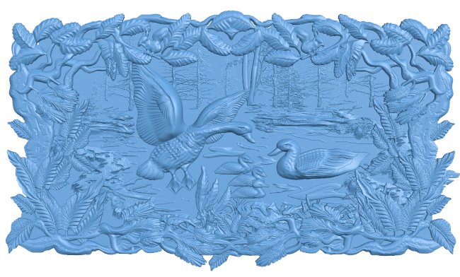Mallards painting T0006030 download free stl files 3d model for CNC wood carving