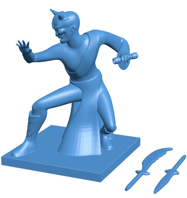 Monk Warrior B009882 file Obj or Stl free download 3D Model for CNC and 3d printer