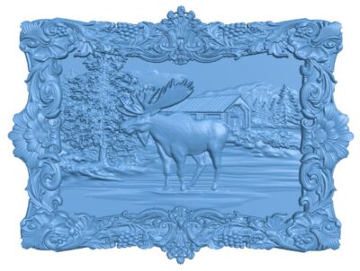 Moose painting T0006031 download free stl files 3d model for CNC wood carving