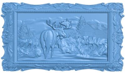 Moose painting T0006032 download free stl files 3d model for CNC wood carving