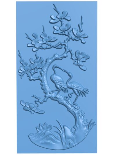 Painting of a crane bird T0005957 download free stl files 3d model for CNC wood carving
