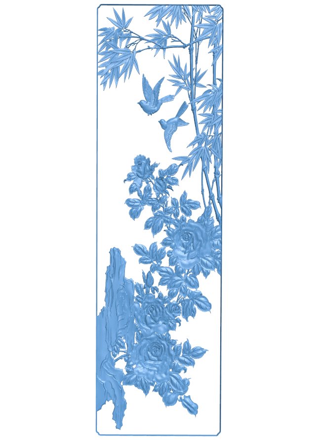 Painting of flowers and birds T0006551 download free stl files 3d model for CNC wood carving