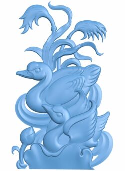 Painting of two swans T0005988 download free stl files 3d model for CNC wood carving