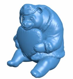 Panda – Heart B009824 file Obj or Stl free download 3D Model for CNC and 3d printer