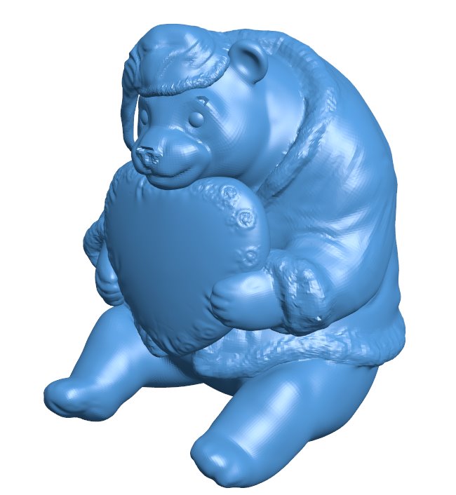 Panda - Heart B009824 file Obj or Stl free download 3D Model for CNC and 3d printer