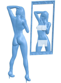 Picture of a girl standing in front of a mirror T0006048 download free stl files 3d model for CNC wood carving