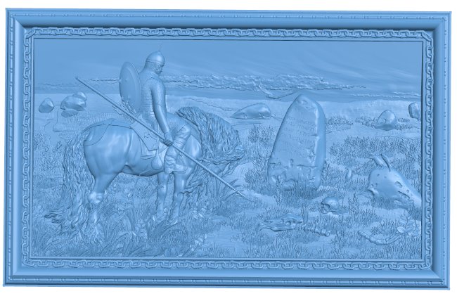 Picture of a warrior on horseback T0006135 download free stl files 3d model for CNC wood carving