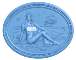 Picture of woman on the beach T0006334 download free stl files 3d model for CNC wood carving