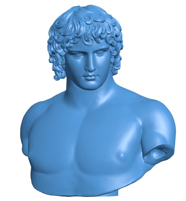 Portrait of Antinous - Famous statue B009766 file Obj or Stl free download 3D Model for CNC and 3d printer