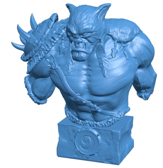Rexxar - Hearthstone - World Of Warcraft Bust B009796 file Obj or Stl free download 3D Model for CNC and 3d printer