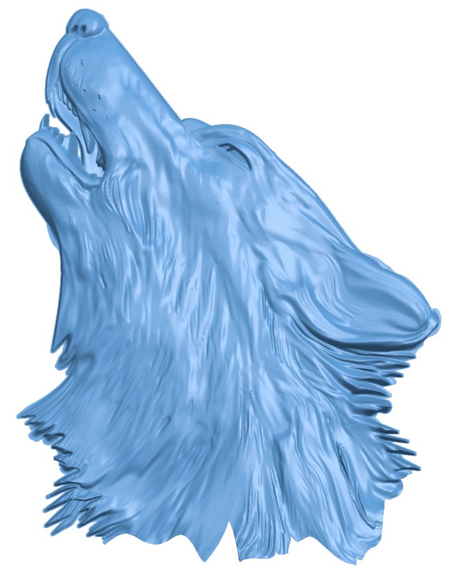 Wolf head T0006018 download free stl files 3d model for CNC wood carving