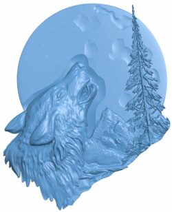 Wolf painting T0006060 download free stl files 3d model for CNC wood carving