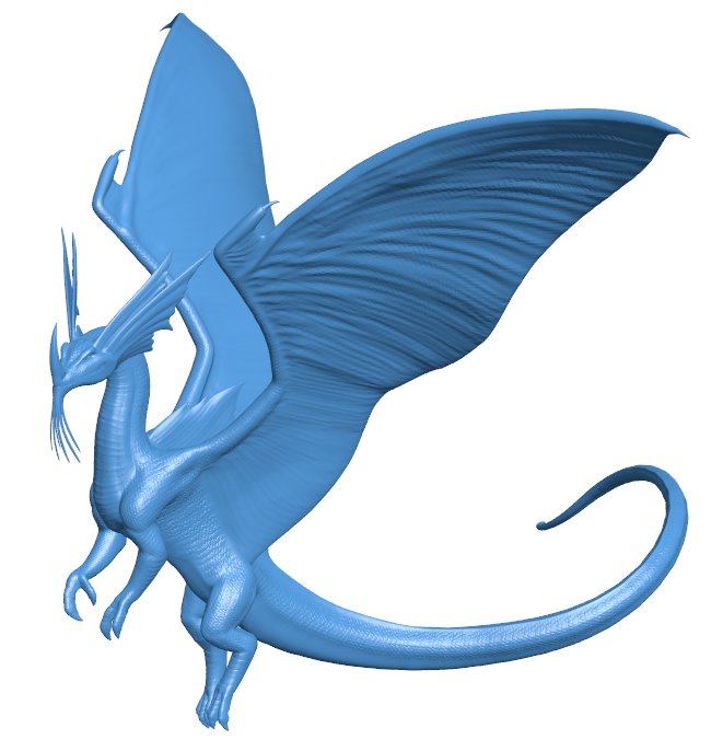 Adult Wind Dragon B010070 file Obj or Stl free download 3D Model for CNC and 3d printer