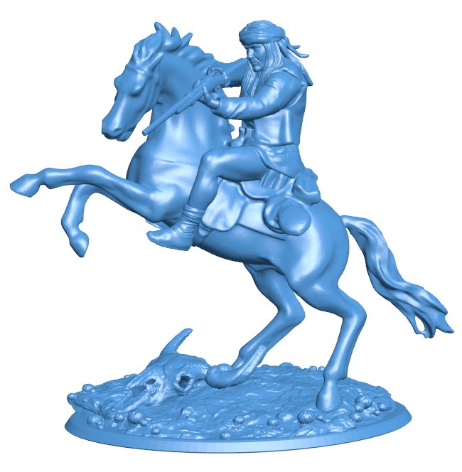 Apache Shooter on Horse B009991 file Obj or Stl free download 3D Model for CNC and 3d printer