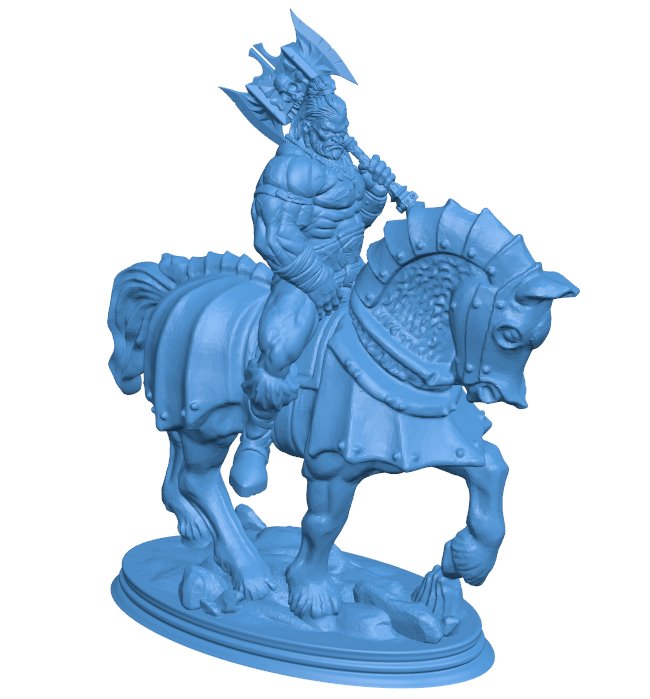 Barbarian Horseman B009983 file Obj or Stl free download 3D Model for CNC and 3d printer