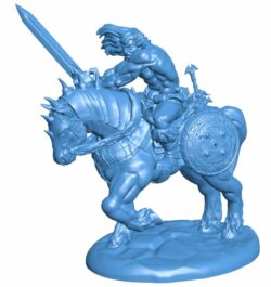 Barbarian with Horse B009992 file Obj or Stl free download 3D Model for CNC and 3d printer