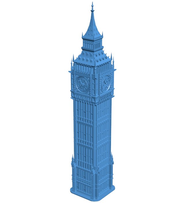 Big Ben (Elizabeth Tower) - London , UK B010082 file Obj or Stl free download 3D Model for CNC and 3d printer
