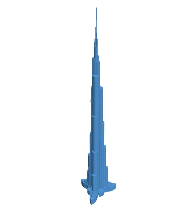 Burj Khalifa Tower in Dubai - scan B009945 file Obj or Stl free download 3D Model for CNC and 3d printer