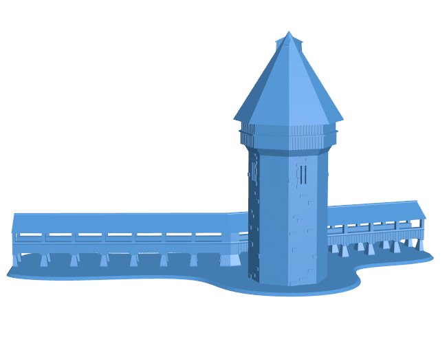 Chapel Bridge ( Kapellbrücke ) - Lucerne , Switzerland B010154 file Obj or Stl free download 3D Model for CNC and 3d printer