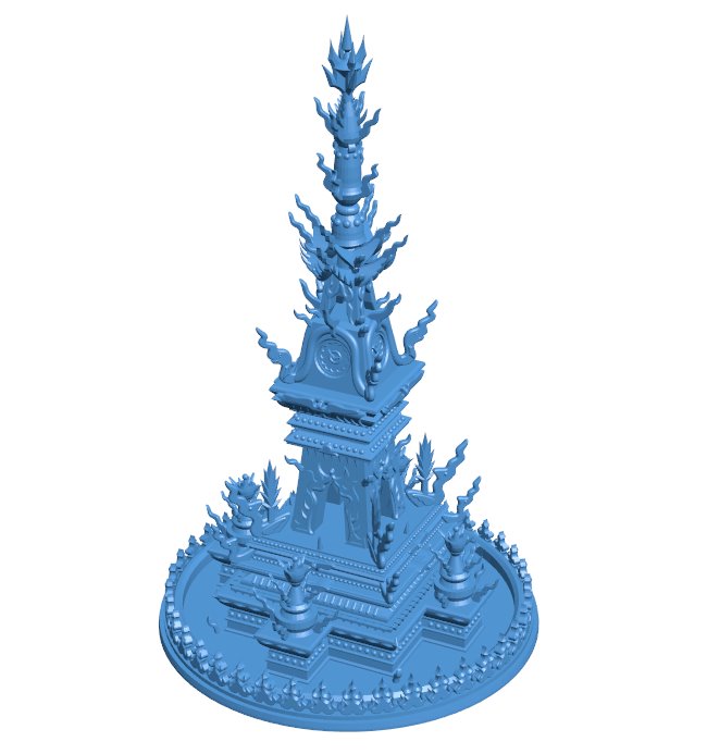 Chiang Rai Clock Tower - Thailand B010176 file Obj or Stl free download 3D Model for CNC and 3d printer
