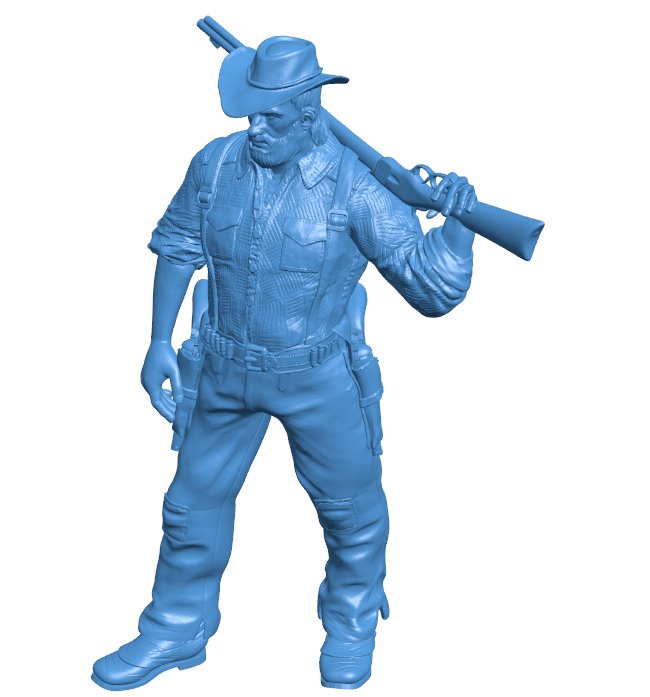 Cowboy hunter B010200 file Obj or Stl free download 3D Model for CNC and 3d printer