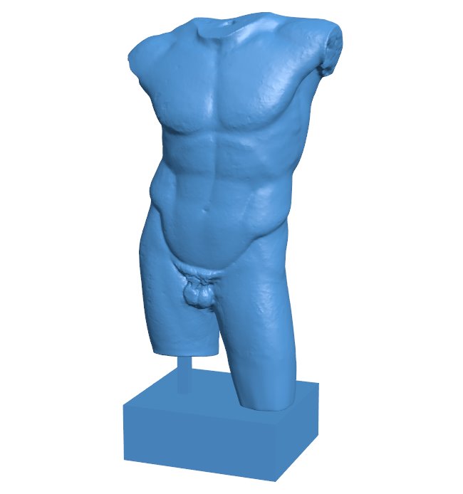 Diadumenos Male Torso at The Louvre, Paris - scan B009963 file Obj or Stl free download 3D Model for CNC and 3d printer