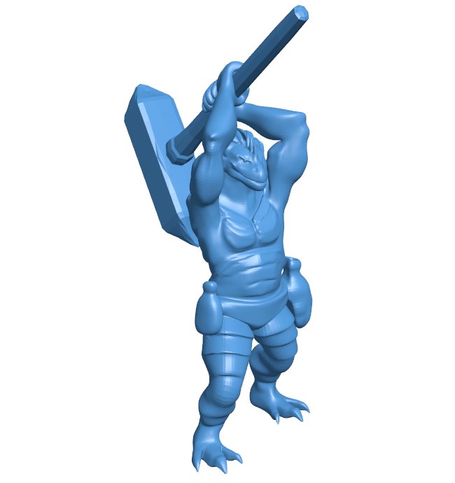 Dragon born barbarian with a maul B010134 file Obj or Stl free download 3D Model for CNC and 3d printer