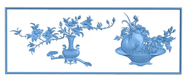 Flower painting T0006799 download free stl files 3d model for CNC wood carving