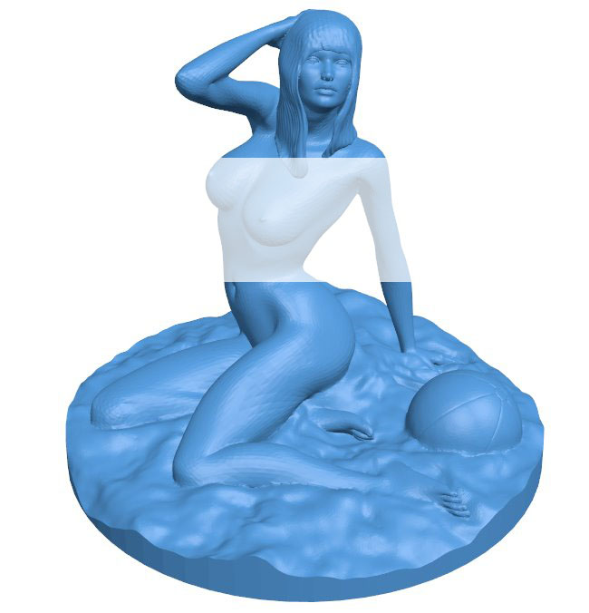Girl on the beach B010016 file Obj or Stl free download 3D Model for CNC and 3d printer