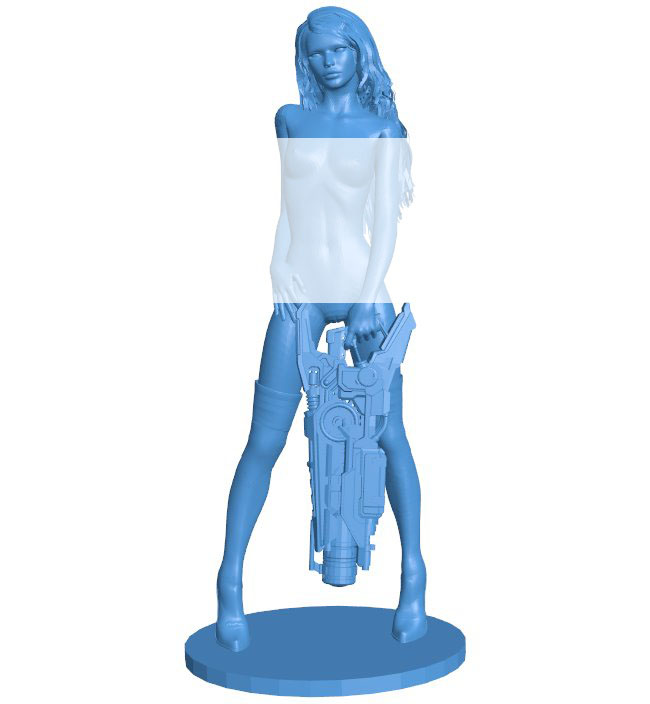 Girl with a blaster B010053 file Obj or Stl free download 3D Model for CNC and 3d printer