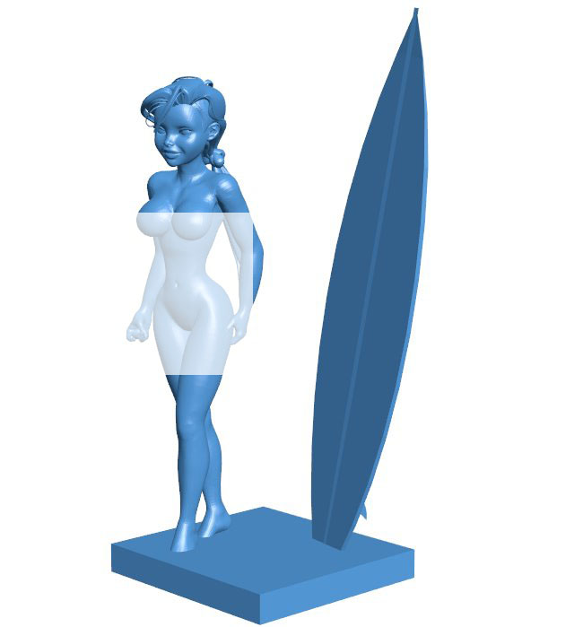 Girl with a board B010061 file Obj or Stl free download 3D Model for CNC and 3d printer