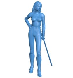 Girl with sword B010170 file Obj or Stl free download 3D Model for CNC and 3d printer