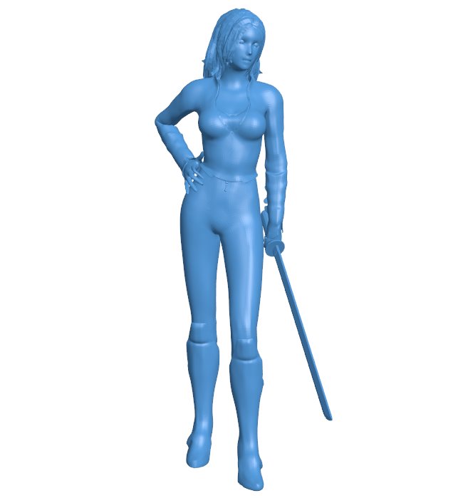Girl with sword B010170 file Obj or Stl free download 3D Model for CNC and 3d printer