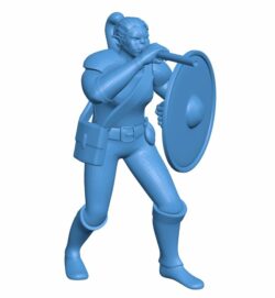 Half Orc Female with Gong and Blowgun Bard B010199 file Obj or Stl free download 3D Model for CNC and 3d printer
