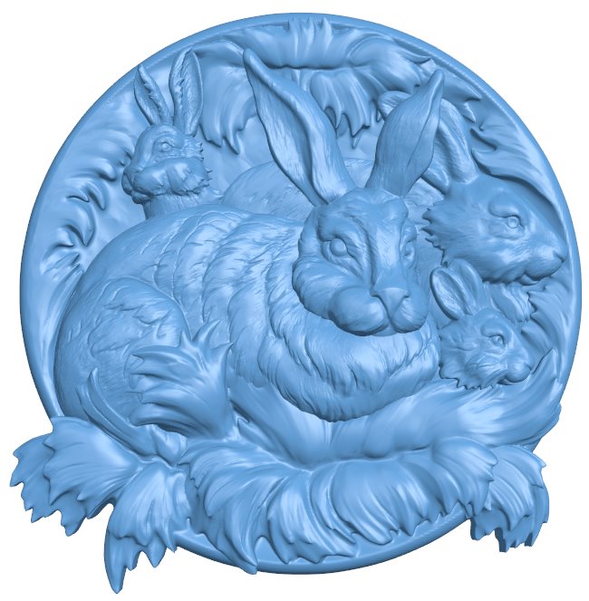 Hares painting T0006758 download free stl files 3d model for CNC wood carving