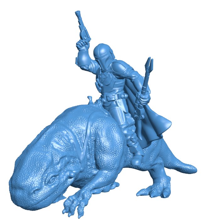 Mandalorian Dewback Rider B009999 file Obj or Stl free download 3D Model for CNC and 3d printer