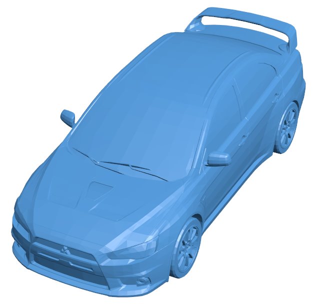 Mitsubishi Lancer Evolution car B010190 file Obj or Stl free download 3D Model for CNC and 3d printer