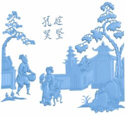 Painting of ancient Chinese people T0006767 download free stl files 3d model for CNC wood carving