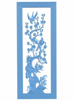 Painting of flowers and birds T0006949 download free stl files 3d model for CNC wood carving